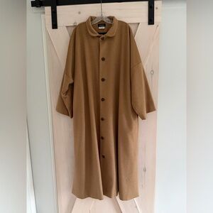 Eskandar Baby Camel Button-Up Coat 1X Quite Luxury Old Money